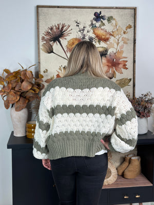 The Cynthia Cardigan - Ivory/Olive