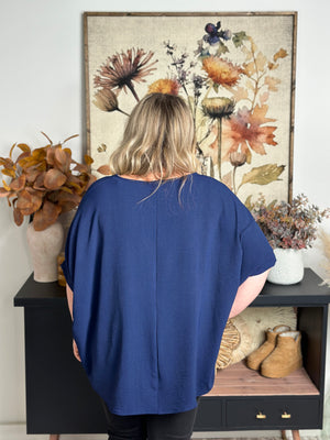 The Belinda Top - Navy (Small - 3X)