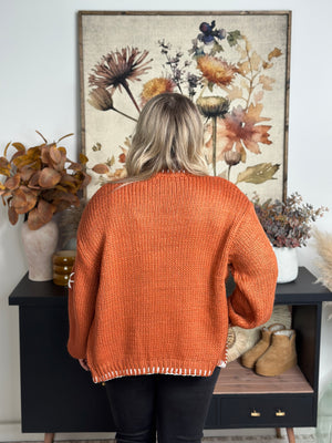 Rust Floral Detail Cardigan