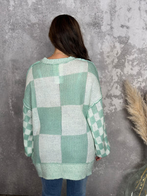 Mint Checker Sweater