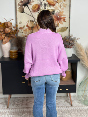 The Side Slit Oversized Sweater - Mauve