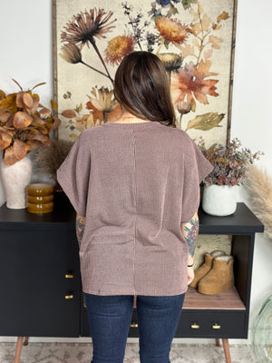 Soft Ribbed Rae Top - Brown  (Small - 3X)