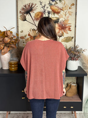 Soft Ribbed Rae Top - Rust (Small - 3X)