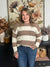 Lightweight Cable Stripe Sweater - Brown/Ivory