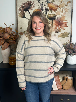 Taupe/Grey Stripe Sweater