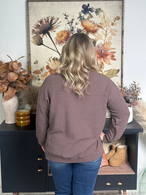 Textured Brown Long Sleeve Top