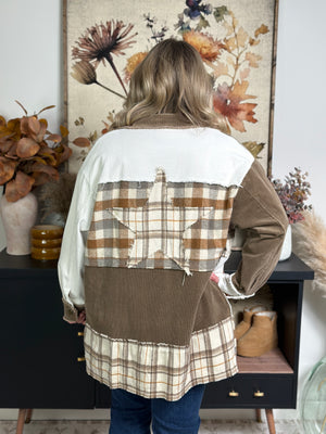 Patchwork Cord Shacket