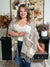 Soft Abstract Poncho with Tassels - Brown/Ivory