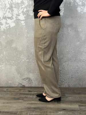 Sage Grey Faux Suede Pants- BESTSELLER