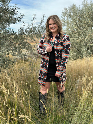 Black Aztec Cardigan/Dress