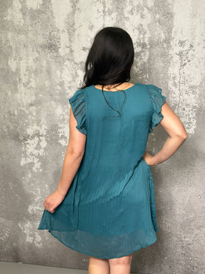 Pleated Teal Dress - FINAL SALE