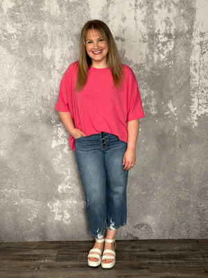 French Terry Round Neck Basic - Coral (Small - 3X) - FINAL SALE