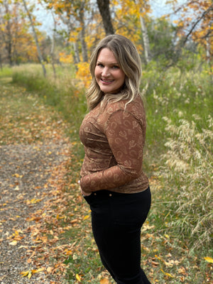 Wild West Brown Mesh Top