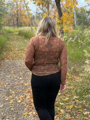 Wild West Brown Mesh Top