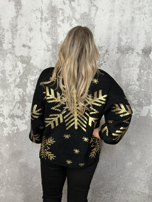 Snowflake Stunner Sweater - Black (FINAL SALE)