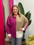 Colorblock Sweater Fuchsia/Tan/Ivory (Small - 3X)