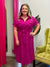 Magenta Waist Tie Midi Dress