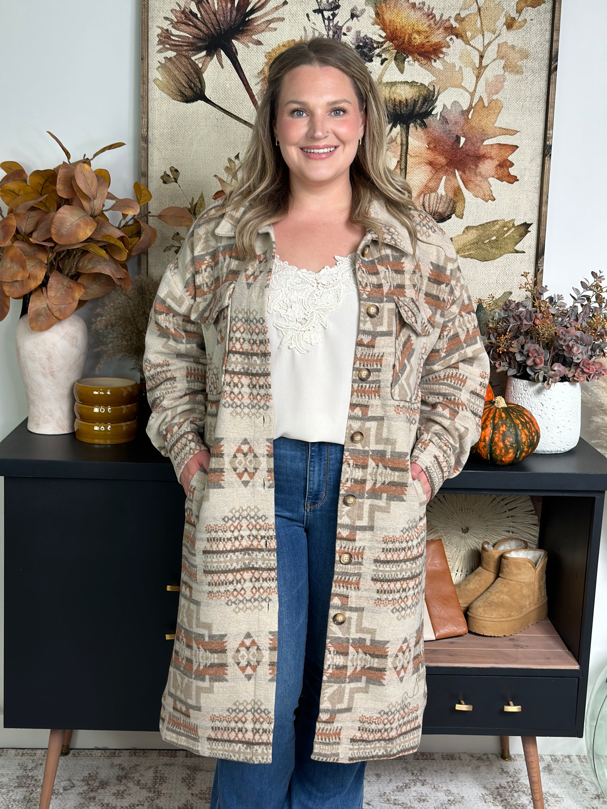 Mocha Mix Aztec Shacket