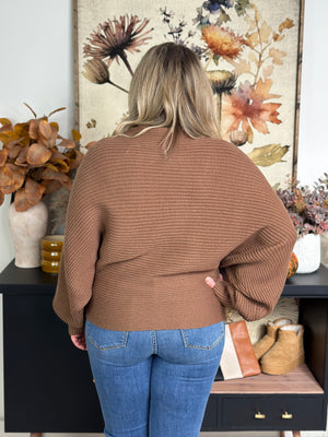 Mocha Ribbed Dolman Sweater