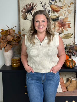 Ivory Sweater Vest with Collar