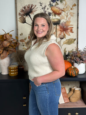 Ivory Sweater Vest with Collar