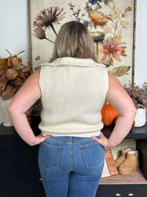 Ivory Sweater Vest with Collar