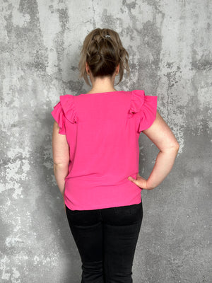 The Olivia Ruffle Top - Pink (Small - 2X)