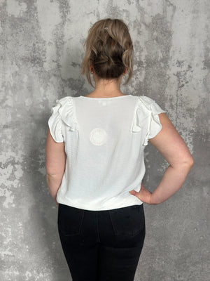 The Olivia Ruffle Top - White (Small - 2X)