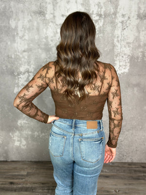 Dainty Lace Long Sleeve - Brown