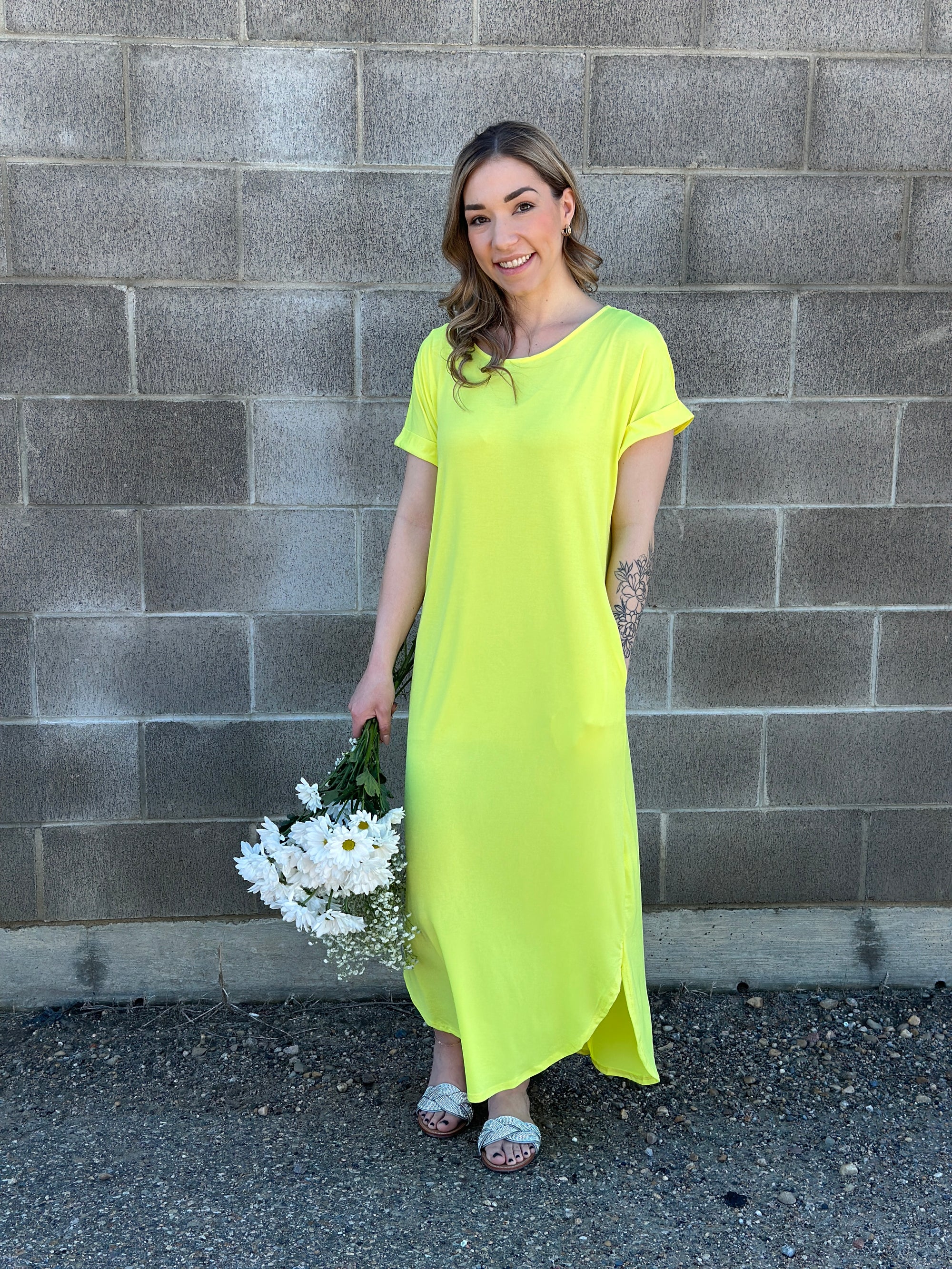 Wrinkle Free Maxi Dress - Yellow (Small - 3X) FINAL SALE