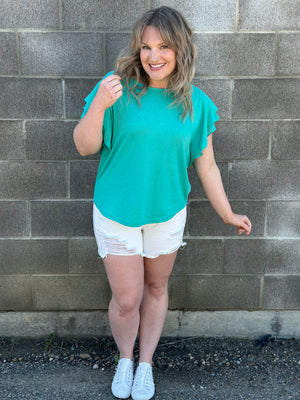 Ruffle Chiffon Flow - Teal - FINAL SALE