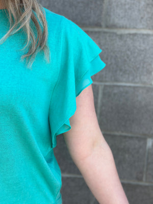 Ruffle Chiffon Flow - Teal - FINAL SALE