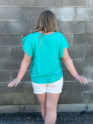 Ruffle Chiffon Flow - Teal - FINAL SALE