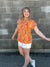 The Wrinkle Free Short Sleeve Lizzie Top - Orange Abstract (Small - 3X) FINAL SALE