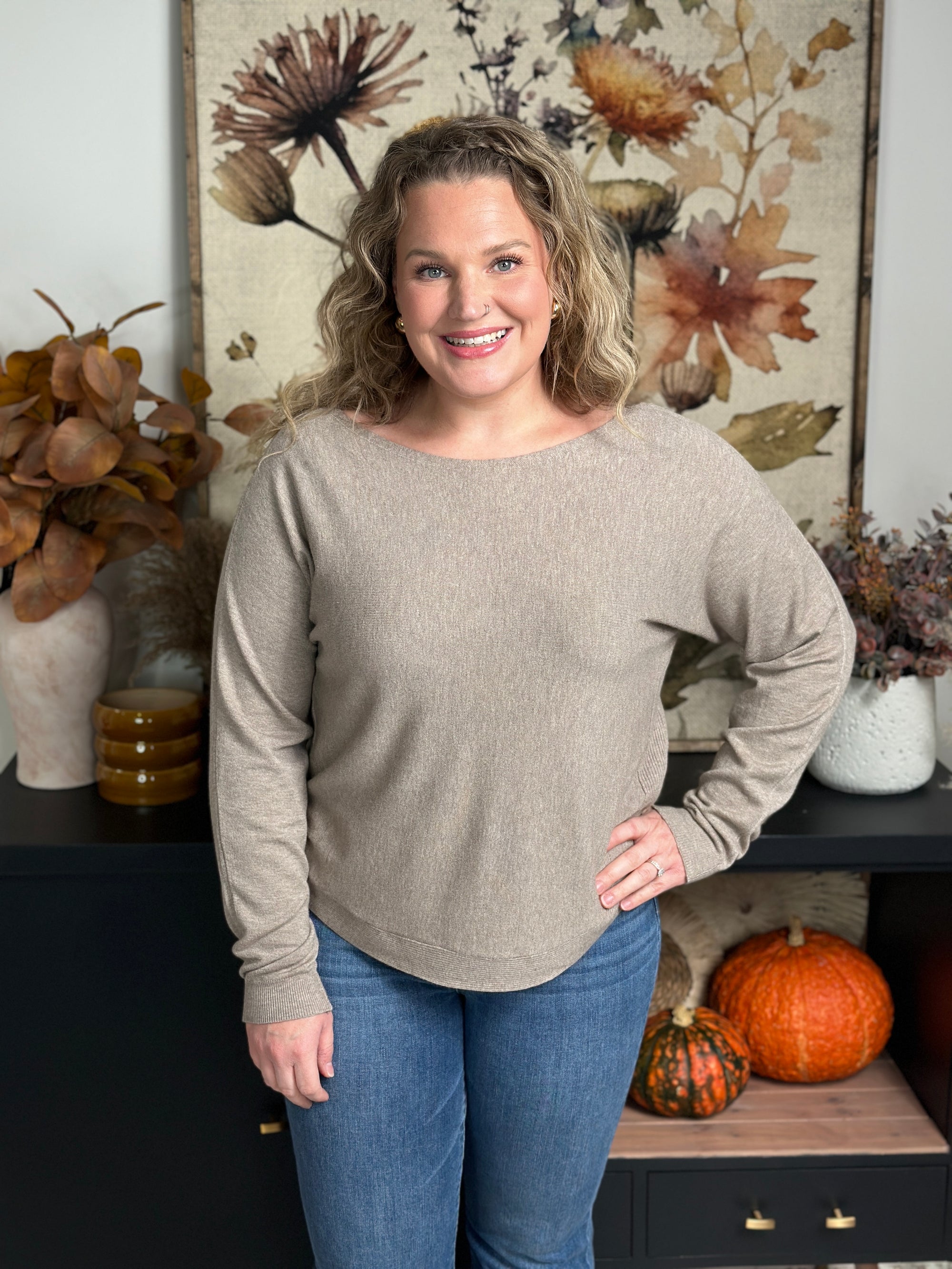 The Dreamer Boatneck Sweater - Heather Mocha