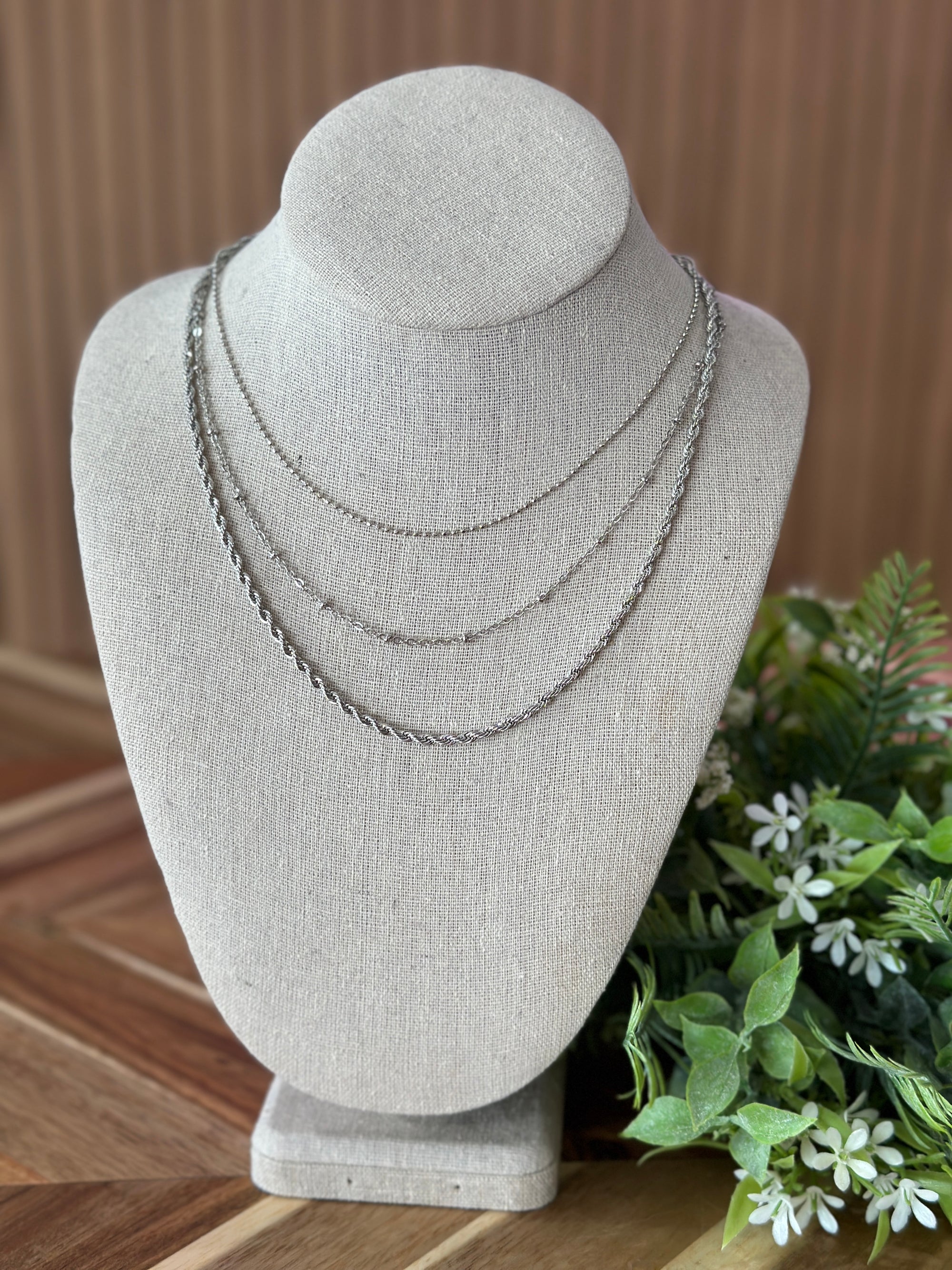 3 Strand Sienna Necklace - Silver