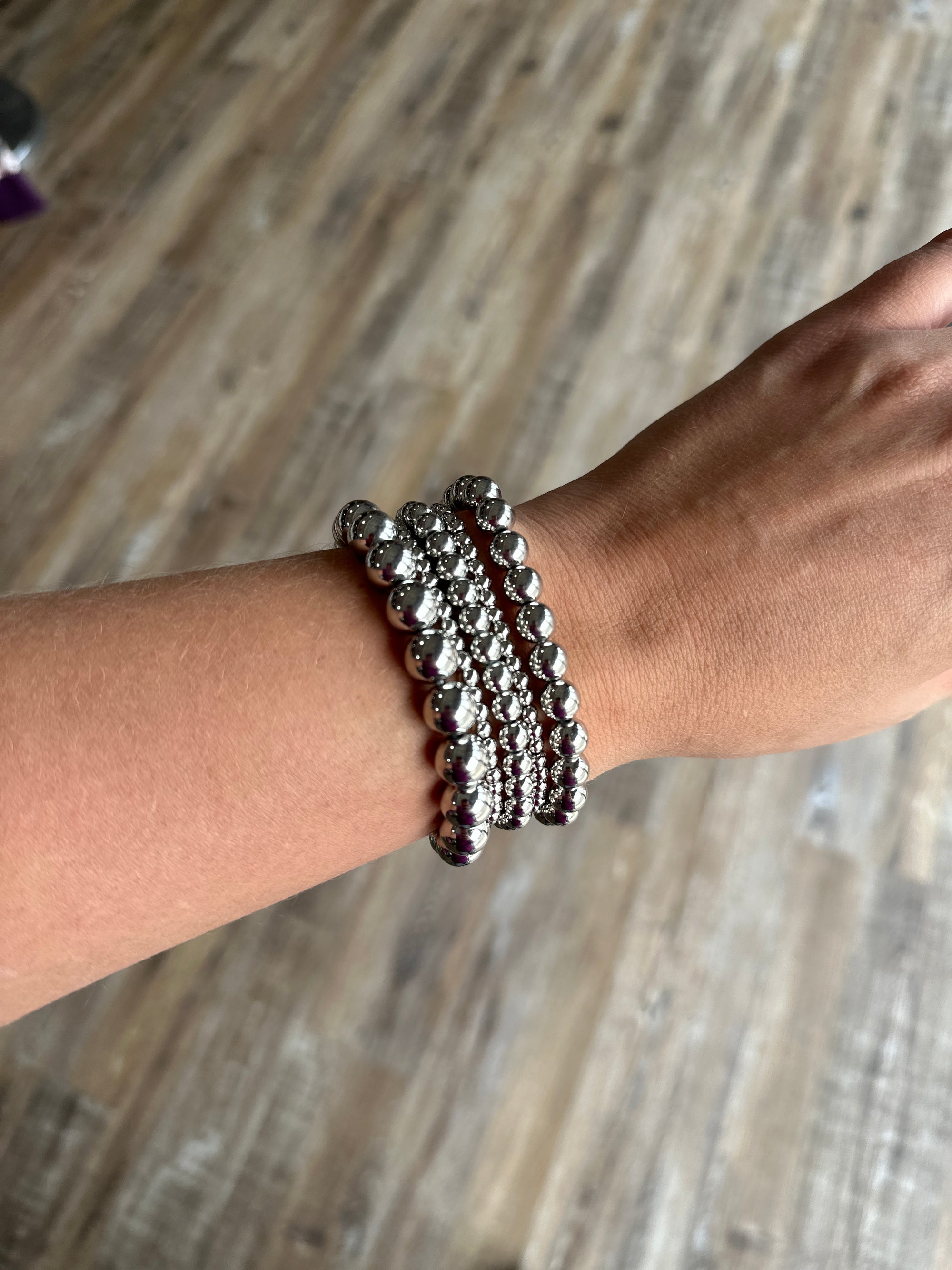 5 Strand Silver Bead Bracelet