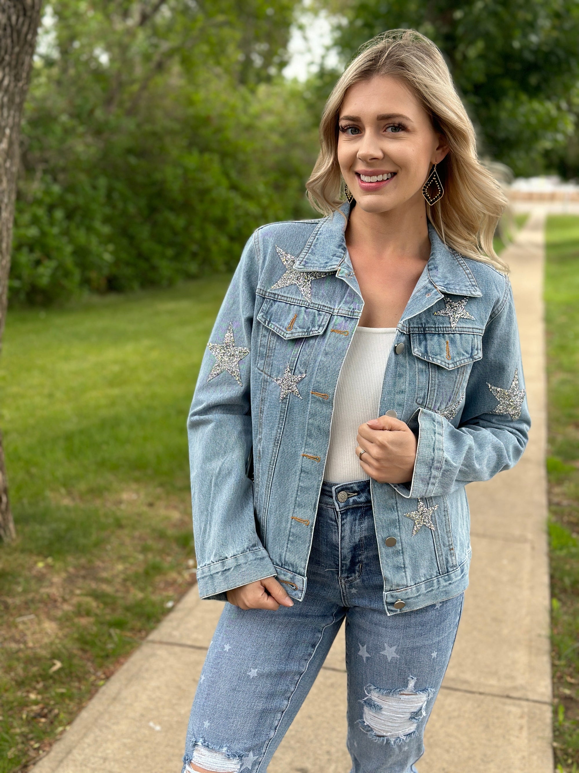 Rhinestone Star Denim Jacket - FINAL SALE