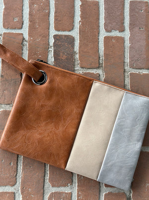 The Clementine Clutch - Camel/Tan/Grey