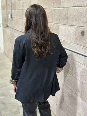 Black Bookie Blazer with Leopard Trim (Small - 3X)