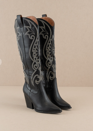 Tall Knee High Black Betty Western Boot