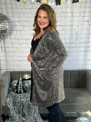 Silver Sequin Cardigan