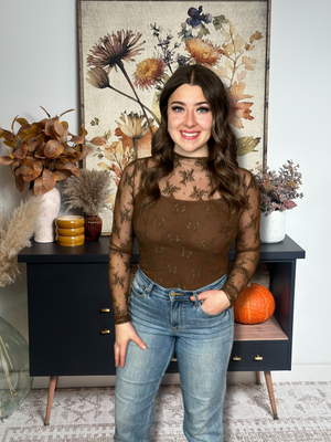 Dainty Lace Long Sleeve - Brown