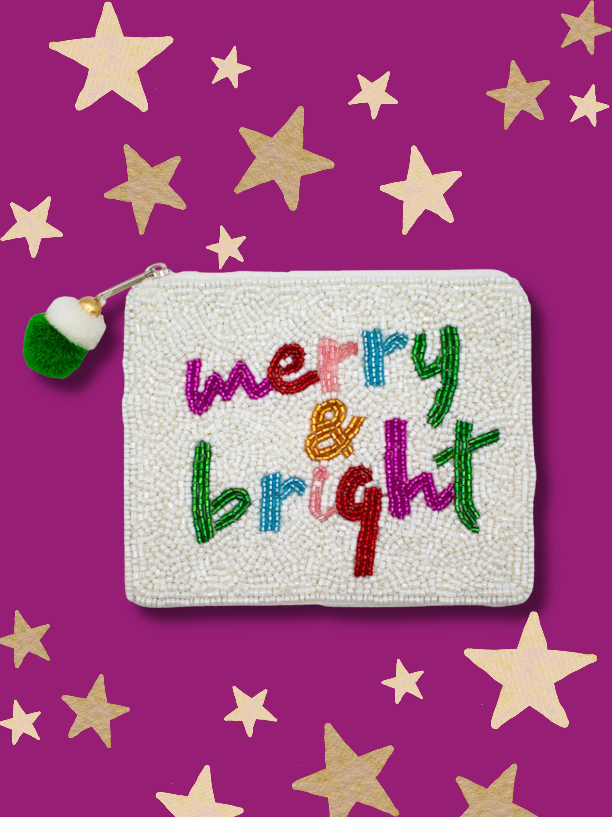 Beaded Merry & Bright Coin Purse