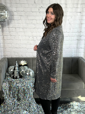 Silver Sequin Cardigan