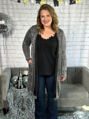 Silver Sequin Cardigan