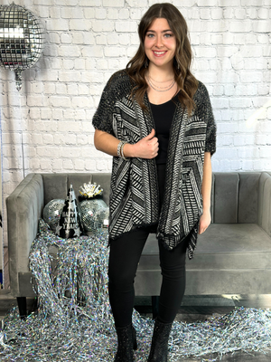 Patterned Tinsel Cardigan