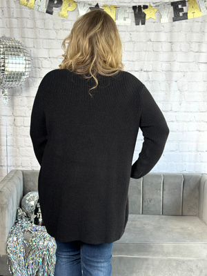 Black Cardigan with Glitter Gem