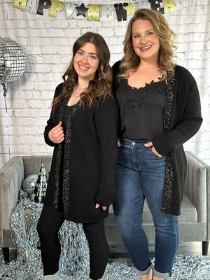 Black Cardigan with Glitter Gem