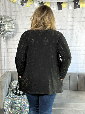 Black All Over Glitz Cardigan (Small - 3X)